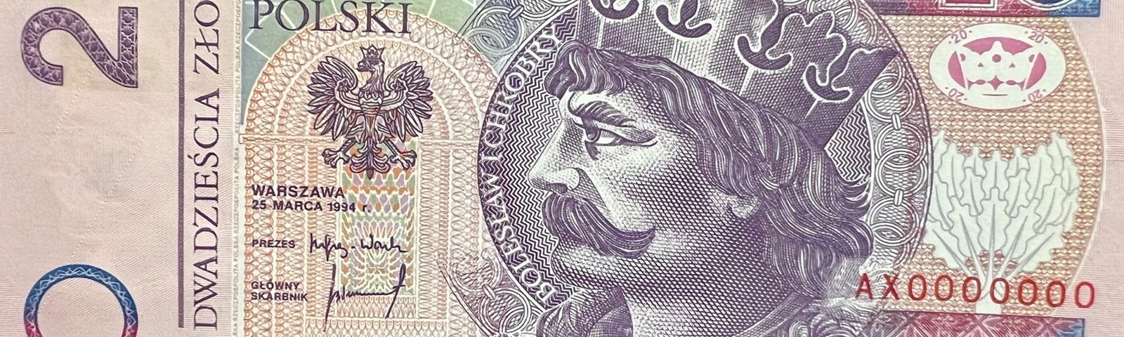 Polska 1994 – 20 PLN Specimen header