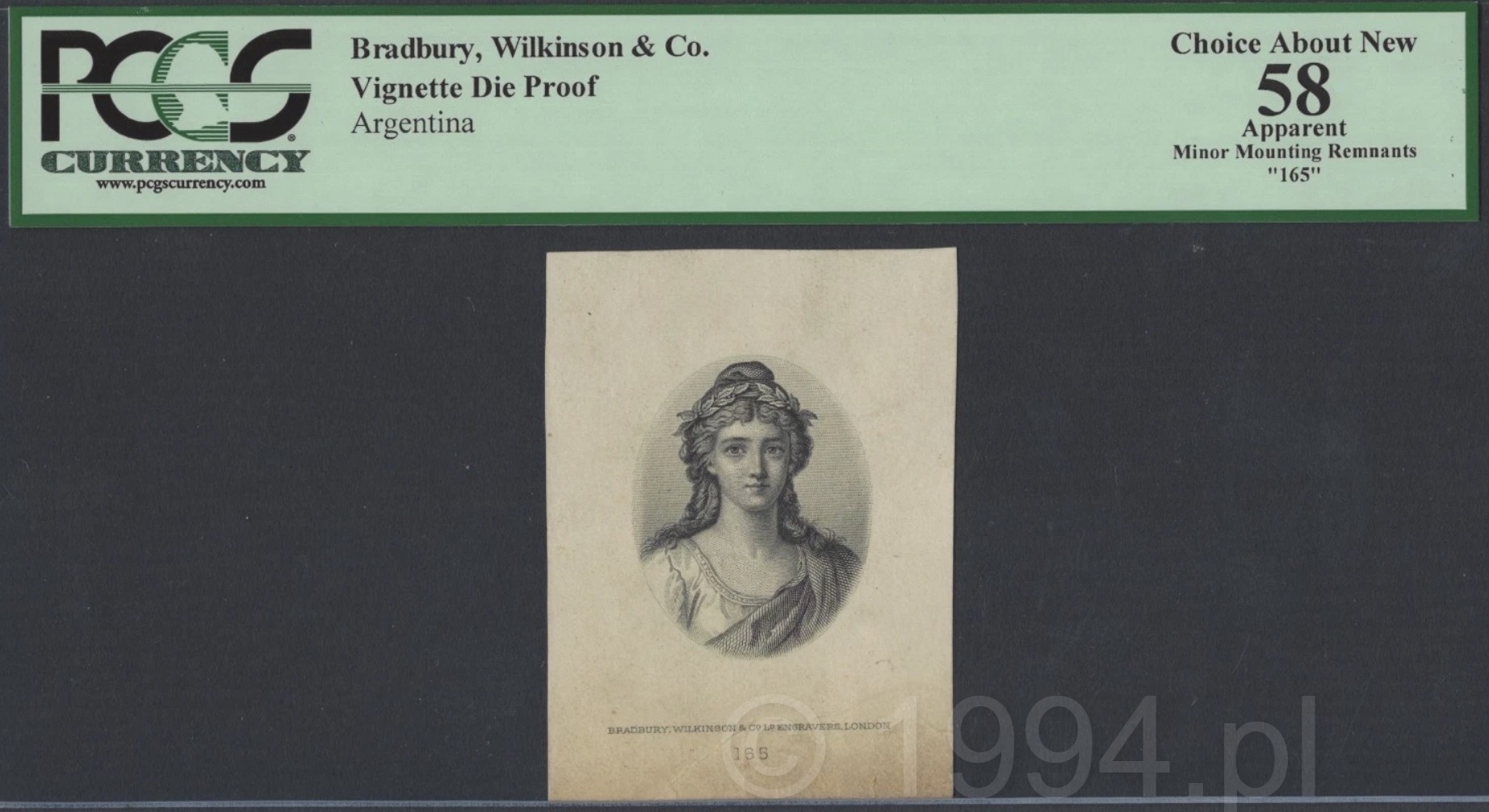 Argentina 1876 — Banco de San Juan 5 Pesos Fuertes Central Portrait Vignette (Bradbury Wilkinson and Company)