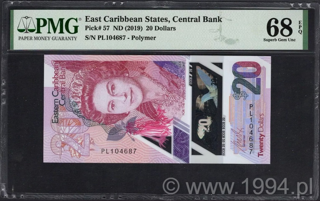 East Caribbean States 2019 20 Dollars Pick 57, PMG 68 EPQ